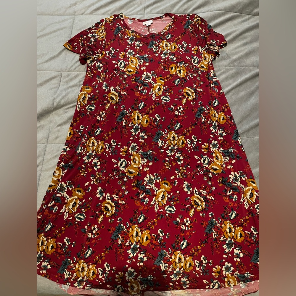 LuLaRoe Burgundy Floral Dress